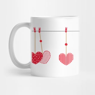 Happy Valentine's Day with hanging love Valentine's hearts Mug